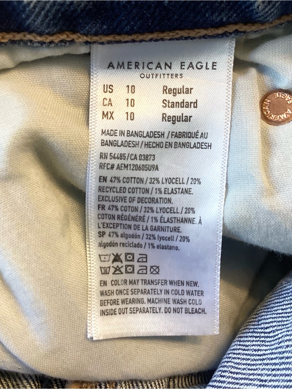 NWT American Eagle Mid-Rise Stretch Barrel Jeans - Blue - 10 - Picture 9 of 9